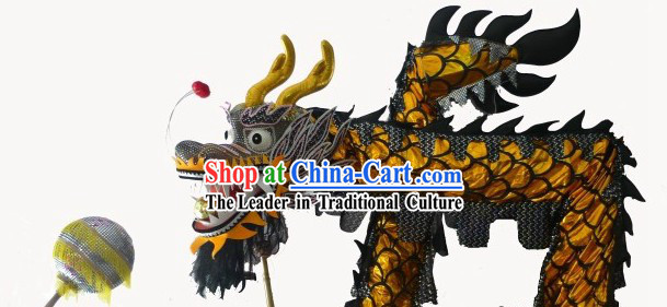 51 Meters Long Shinning Black and Golden China Dragon Dancing Costume Prop for 25-26 Dancers
