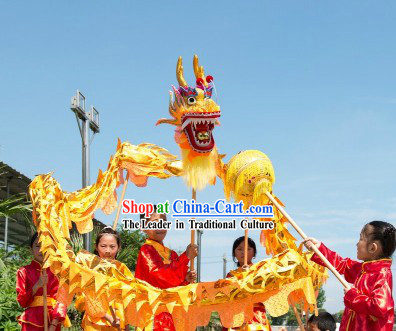 Shinning Grand Opening and Celebration Golden Dragon Dance Costumes for Five or Six Kids