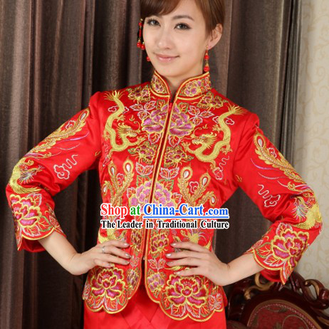 Chinese Classic Dragon and Phoenix Wedding Dresses for Brides