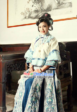 Minguo Time Traditional Chinese Yan Zhi Xue Female Noblewoman Blouse and Skirt Complete Set