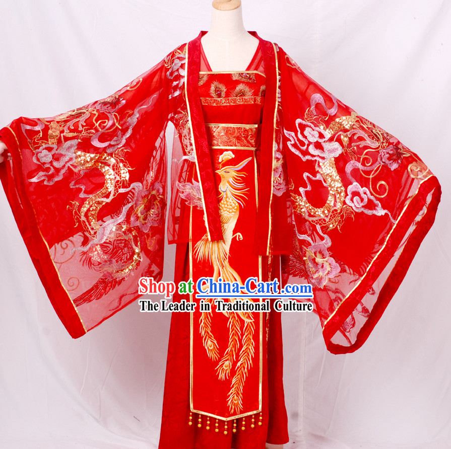 Ancient Traditional Chinese Han Dynasty Wedding Dresses Complete Set