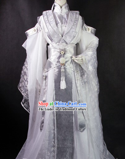 Ancient Chinese White Prince Clothes Complete Set for Men