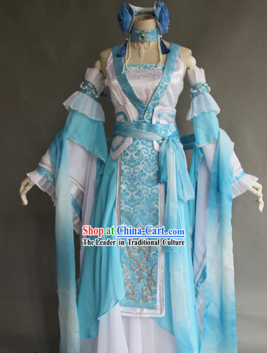 Ancient Chinese Long Kui Princess Costumes and Headpieces Complete Set for Women