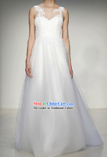 Stunning Beautiful Long Lace Wedding Dress