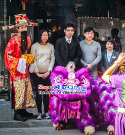 Purple Color Famous Brand Mall Opening Lion Head and Body Dance Costumes Complete Set