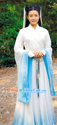 Ancient Chinese Xiao Long Nv Dragon Lady Costumes and Headwear Full Set