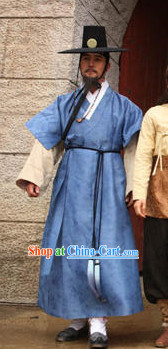 Ancient Korean Male Robe and Hat Complete Set