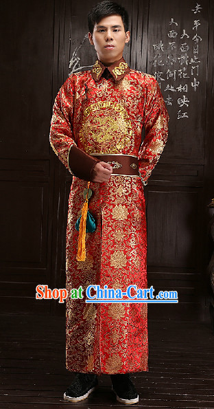 Traditional Chinese Qing Dynasty Prince Clothes Complete Set