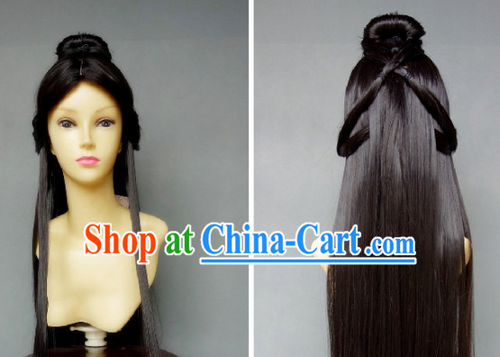 Ancient Chinese Style Long Black Fairy Wig for Girls