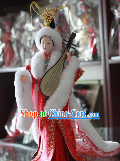 Handmade Beijing Silk Figurine Doll - Beauty Wang Zhaojun with Red Hanfu