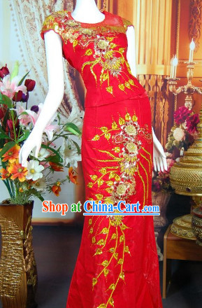 Southeast Asia Traditional Thailand Evening Wedding Dresses for Women