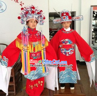 Ancient Chinese Wedding Dresses and Hat for Kids