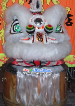 White and Black Ceremonial Hok San Lion Dance Costumes Complete Set