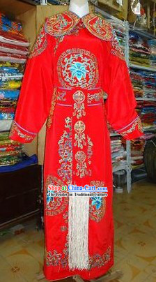 Chinese Beijing Opera Tuan Hua Embroidered Jian Yi Jacket and Robe for Men