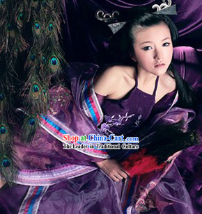 Traditional Chinese Purple Empress Costumes Complete Set