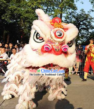 Powerful White Lion Dance Chinese New Year Fut San Costumes Complete Set