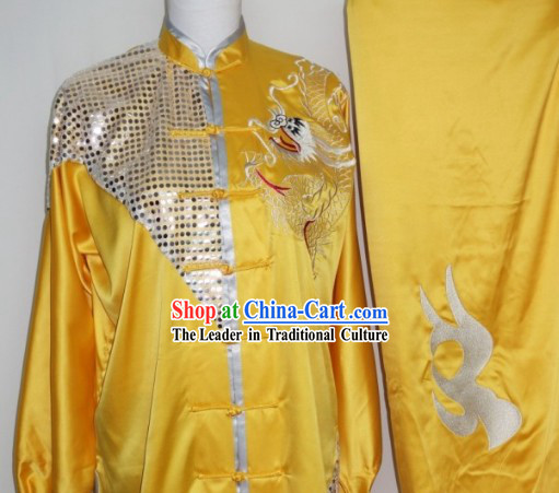 Top Silk Broadcloth Dragon Dancer Kung Fu Practice Uniform Complete Set