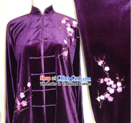 Top Velvet Plum Blossom Embroidery Martial Arts Uniform