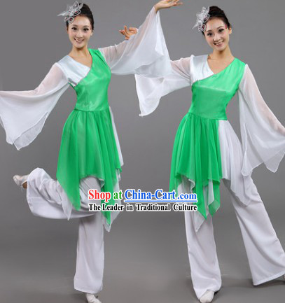 Fan Dance Group Dance Hanfu Costumes and Headwear Complete Set for Women