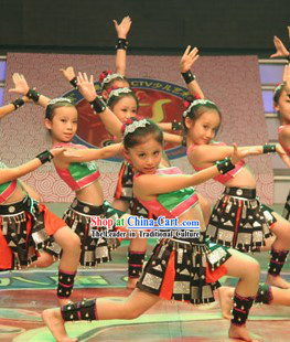 Miao Ethnic Folk Dance Costumes Complete Set for Kids