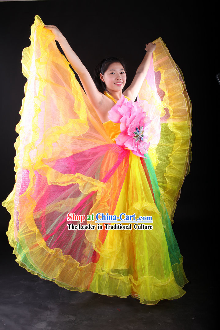 Traditional Chinese Stage Performance Dance Costumes and Headwear Complete Set for Women