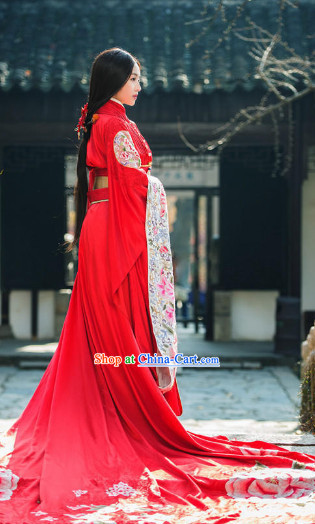 Ancient Chinese Princess Red Wedding Costumes Complete Set
