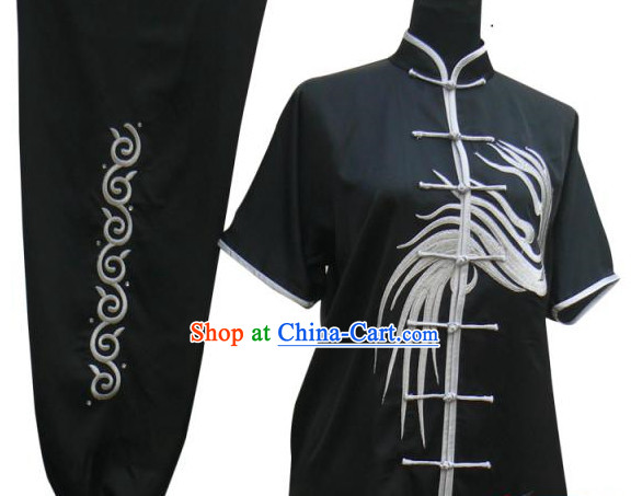 Top Short Sleeves Silk Martial Arts Tai Chi Morning Practice Clothes
