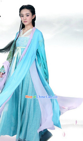 the Journey of Flower TV Drama Hua Qian Gu Blue Clothes Costumes Complete Set