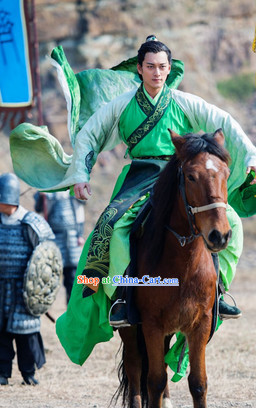 Period of the Northern and Southern Dynasties Chinese Costume Lanling Queen China TV Drama Green Han Fu Guzhuang Clothes for Men