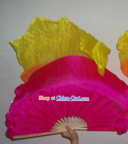 Traditional Color Transition Long Silk Dancing Fan