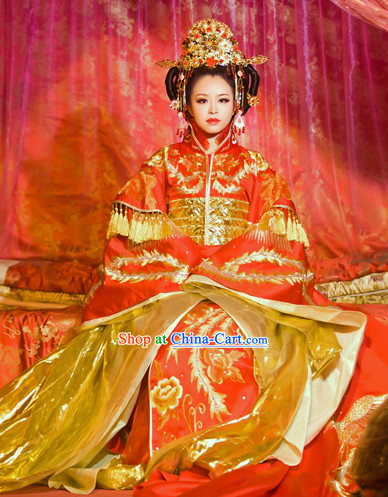 Yang Guifei Tang Dynasty Empress Phoenix Wedding Clothing and Hair Accessories for Women