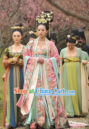 Asian Tang Dynasty Empress Clothing and Hair Accessories Complete Set