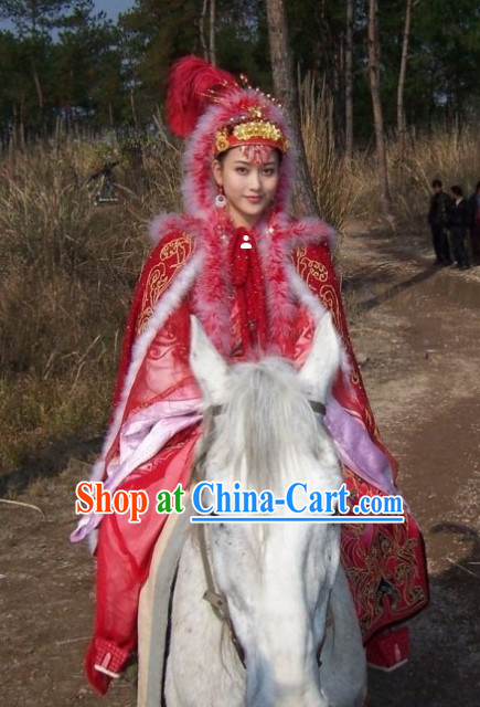 Wang Zhaojun Chinese Minority Outfit Clothing and Hat Complete Set