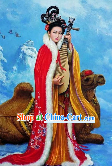 Chinese Costume Han Dynasty Period Wang Zhaojun Four Chinese Beauties Mantle for Women