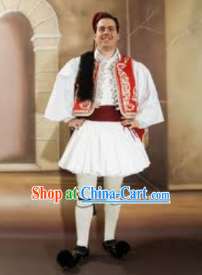 Traditional Greek Men Costume and Hat Complete Set