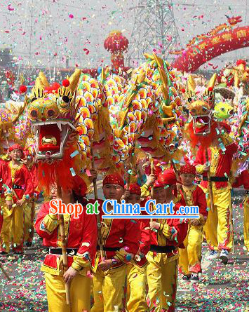 Chinese New Year Dragon Costume Complete Set for Six Children