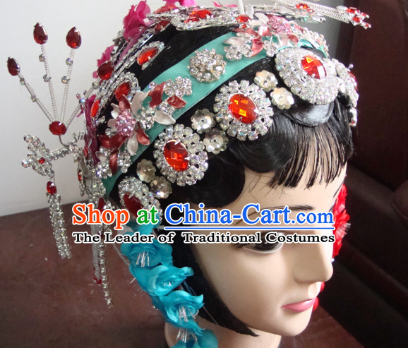 Handmade Chinese Theatrical Performances Shuang Zhu Feng Opera Hairstyles Fascinators Fascinator Wholesale Jewelry Hair Pieces and Wigs