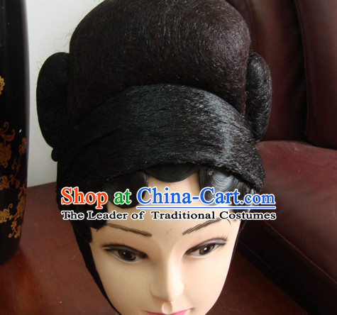 Chinese Opera Stage Theatrical Performances Ancient China Beauty Black Long Wigs
