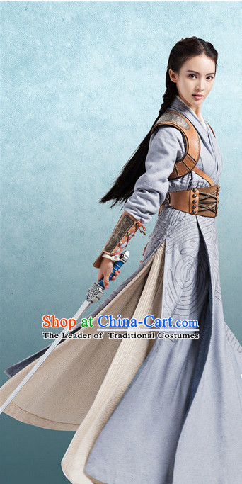Chinese Ancient Superhero Female Costumes Garment Complete Set