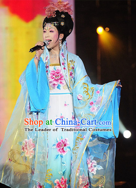 Chinese Ancient Empress Costumes Dresses online Designer Halloween Costume Wedding Gowns Dance Costumes Cosplay and Hair Jewelry Complete Set