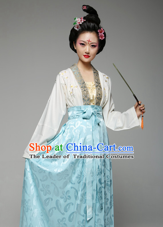 Chinese Ancient Han Fu Costume and Hair Jewelry for Women
