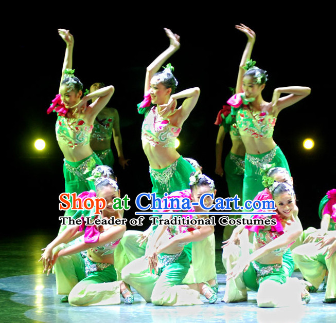 Chinese Competition Dance Costume and Headpieces Complete Set for Girls or Women