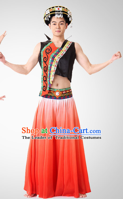 Chinese Folk Ethnic Dance Costume Wholesale Clothing Discount Dance Costumes Dancewear Supply and Headpieces for Men