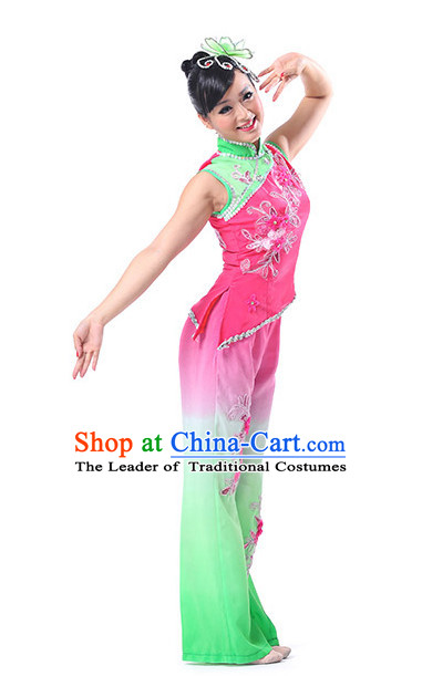 Chinese Folk Fan Dancing Clothes Costume Wholesale Clothing Group Dance Costumes Dancewear Supply for Women