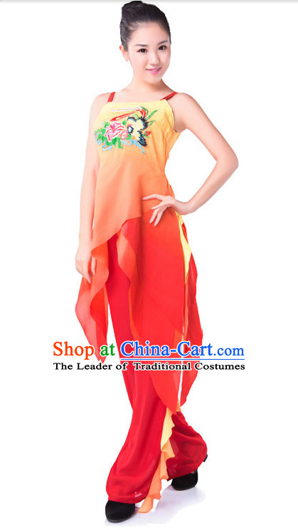 Chinese Fan Dance Outfit Costume Wholesale Clothing Group Dance Costumes Dancewear Supply for Girls