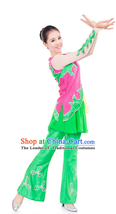 Chinese Folk Ribbon Dancing Clothes Costume Wholesale Clothing Group Dance Costumes Dancewear Supply for Girls