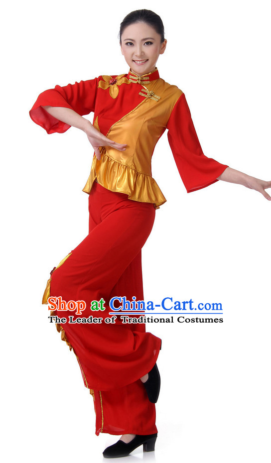 Chinese Fan Dance Costume Wholesale Clothing Group Dance Costumes Dancewear Supply for Lady