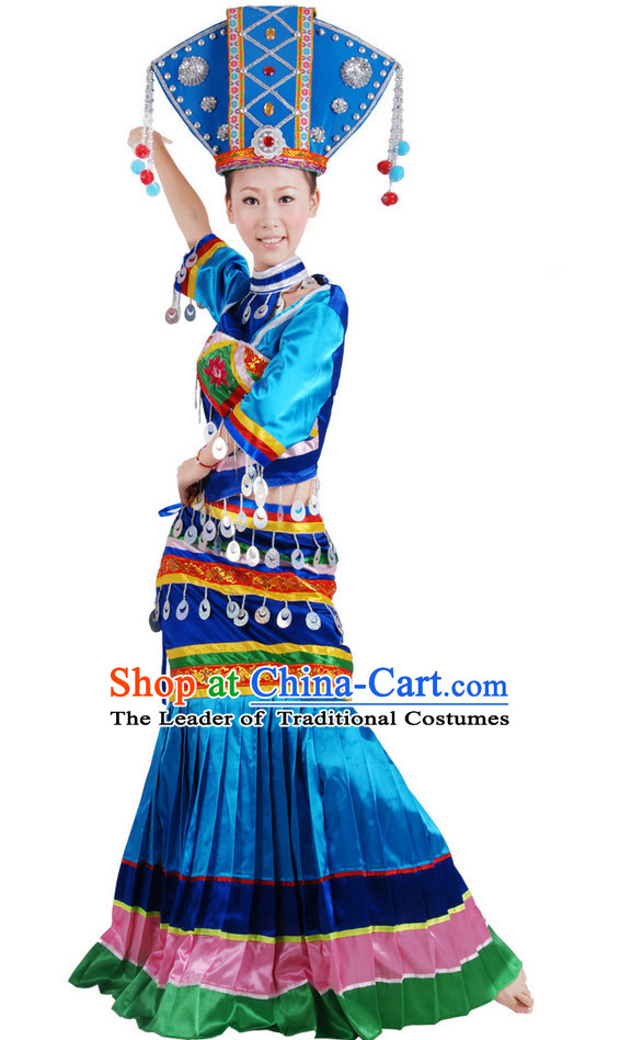 Chinese Folk Ethnic Dance Costume Wholesale Clothing Group Dance Costumes Dancewear Supply for Women