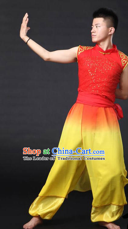 Chinese Classical Male Dance Costumes Leotards Dance Supply Clothes Complete Set