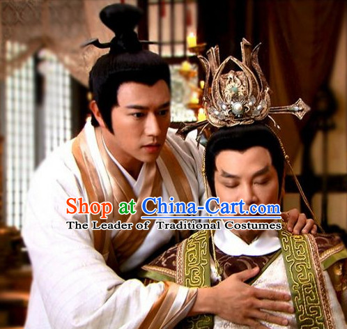 Ancient Chinese Shang Dynasty Men Black Wigs and Hair Jewelry